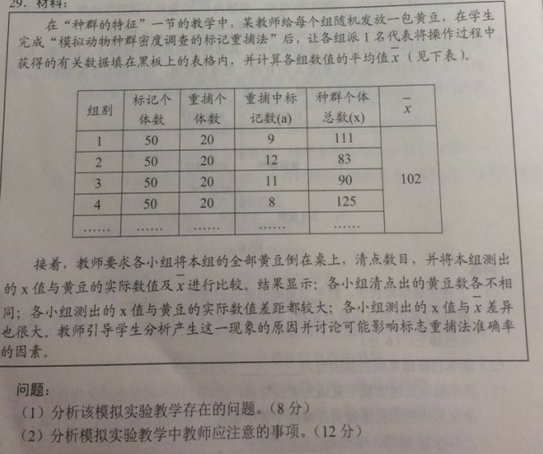 2018上半年上海教師資格證高中生物真題及答案