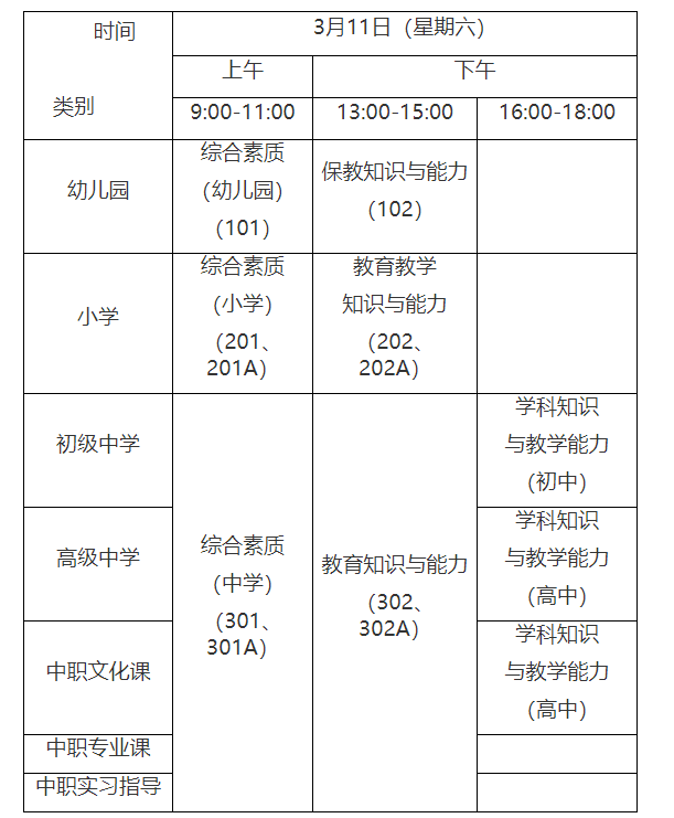 上海教師資格筆試